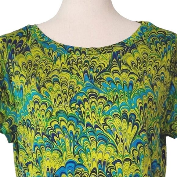 Austin Reed London New York Green Swirl Pattern Bateau Neck 100% Silk Blouse L - Picture 5 of 8